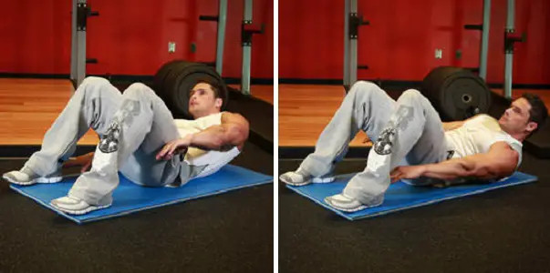 man showing how to perform the Alternate Heel Touch exercise